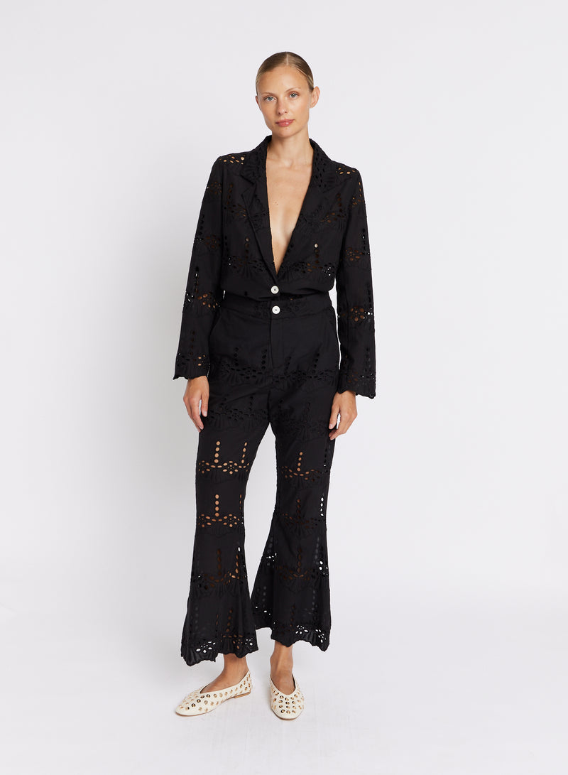 Broderie Anglaise Trousers - Black
