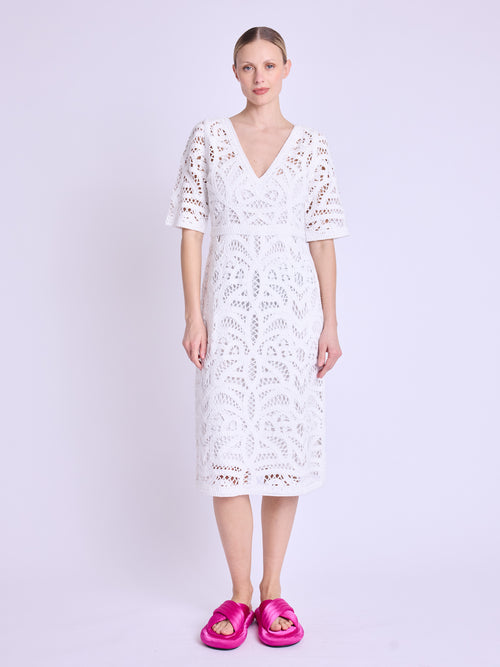 Robe Longue Macrame - Off-White