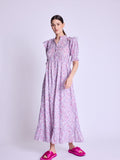 Berenice - Maxi Dress With Ribbed Drawstring - Pink-Liberty-Print