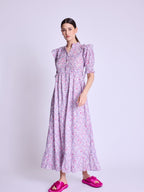 Berenice - Maxi Dress With Ribbed Drawstring - Pink-Liberty-Print