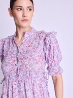Berenice - Maxi Dress With Ribbed Drawstring - Pink-Liberty-Print