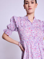 Berenice - Maxi Dress With Ribbed Drawstring - Pink-Liberty-Print