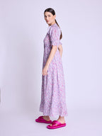 Berenice - Maxi Dress With Ribbed Drawstring - Pink-Liberty-Print