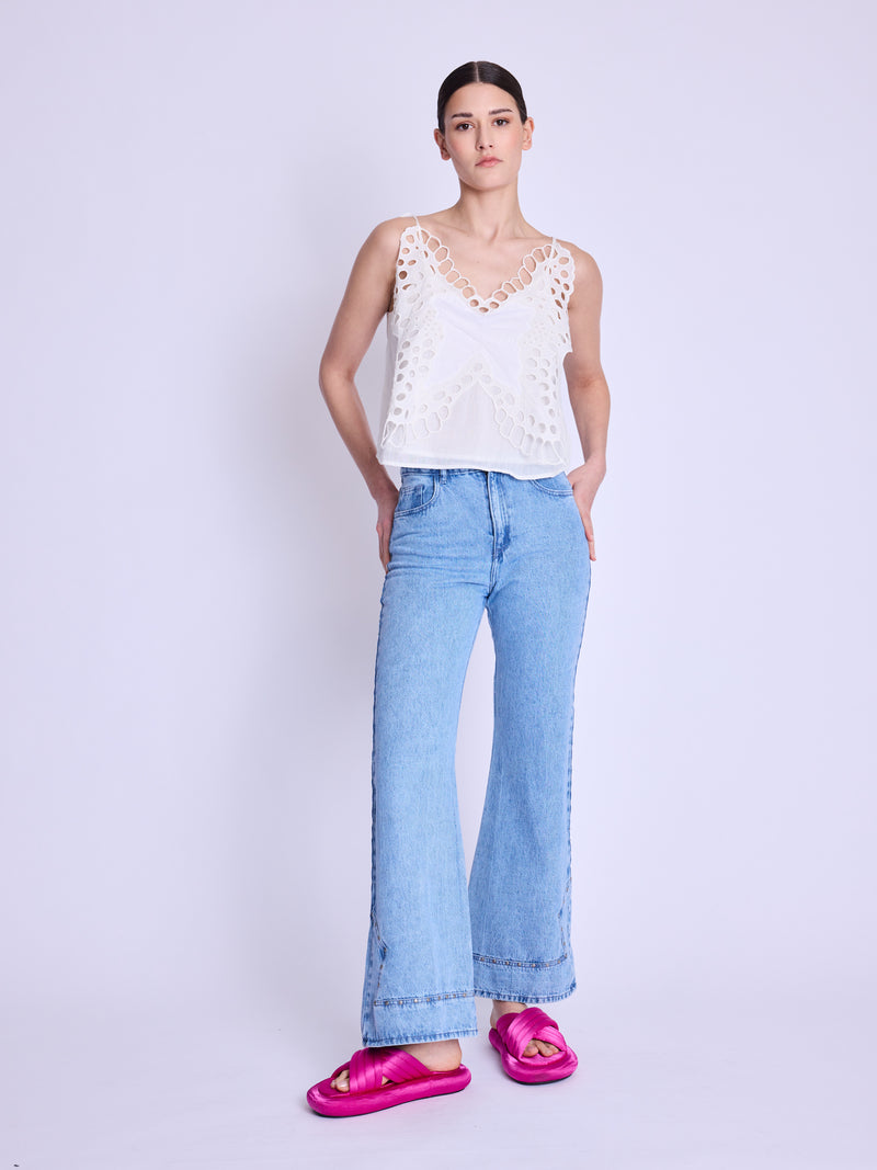 Top With Butterfly Embroidery - Off-White