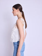 Top Avec Broderie Papillon - Off-White