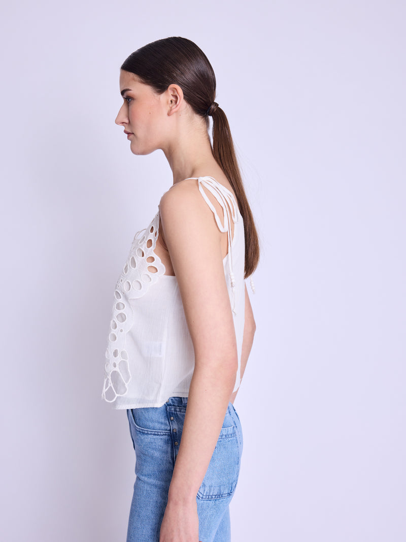 Top With Butterfly Embroidery - Off-White