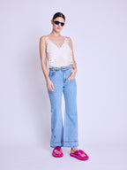 Top Avec Broderie Papillon - Off-White