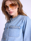 Berenice - Jacket With Braided Detail - Denim-Blue