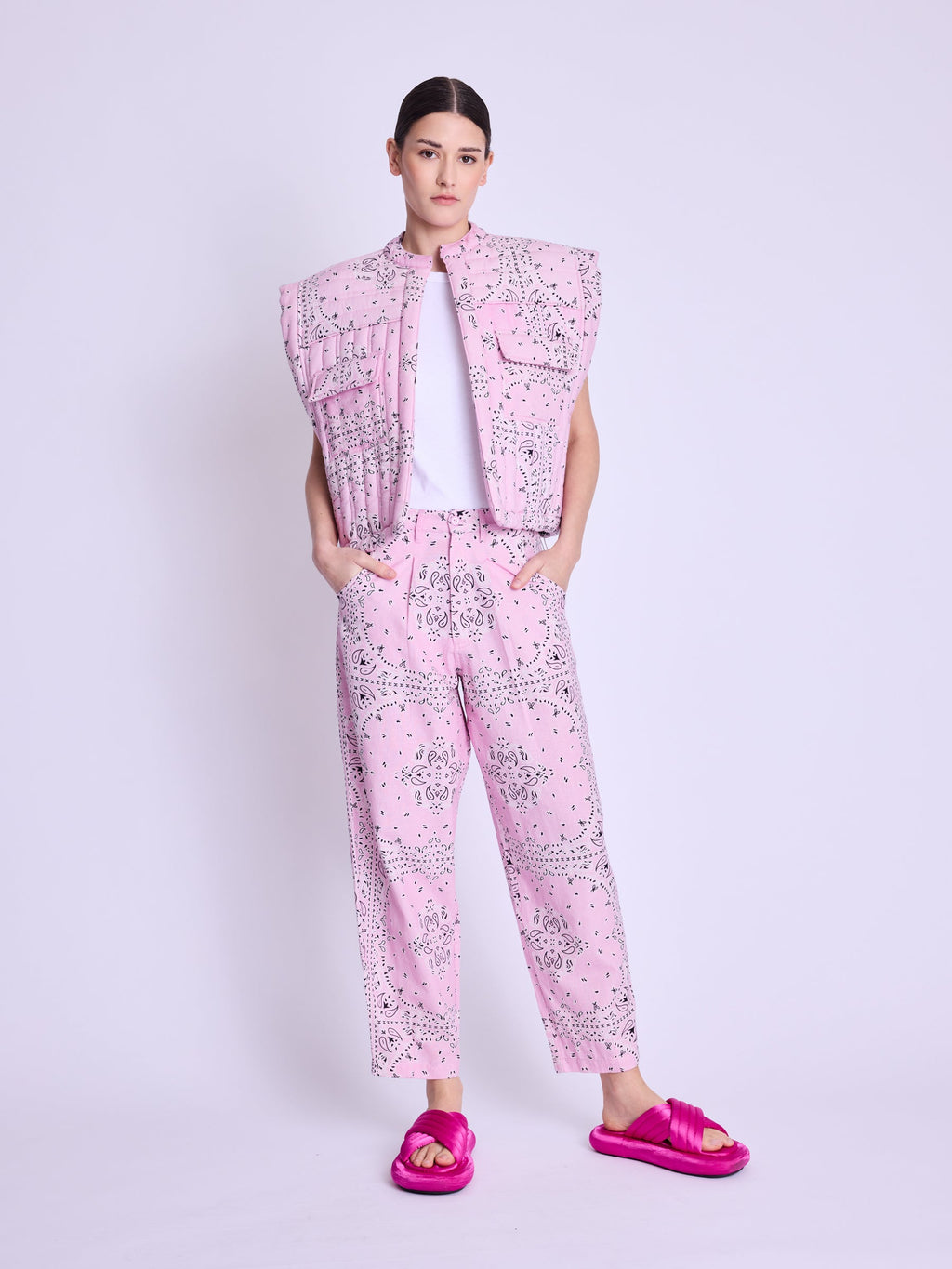 Berenice - Veste Forme Carre - Pink-Bandana-Print