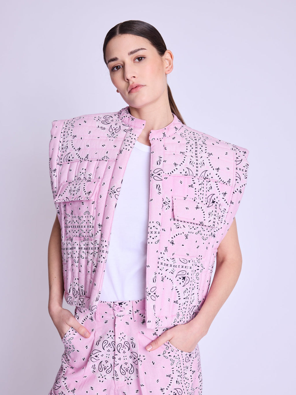 Berenice - Veste Forme Carre - Pink-Bandana-Print
