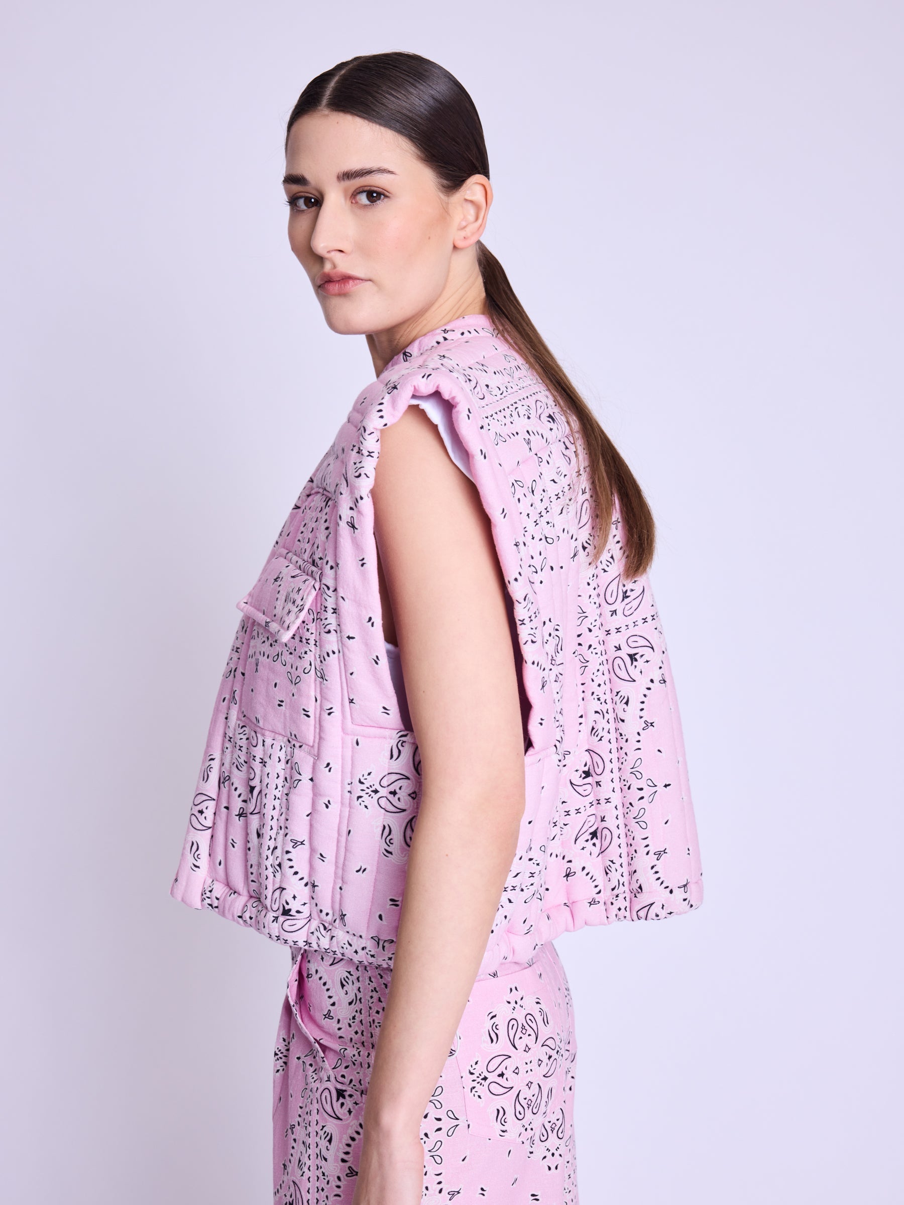 Berenice - Veste Forme Carre - Pink-Bandana-Print