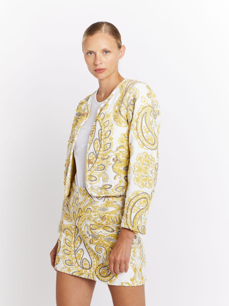 Veste Courte En Jacquard - Yellow-Jacquard