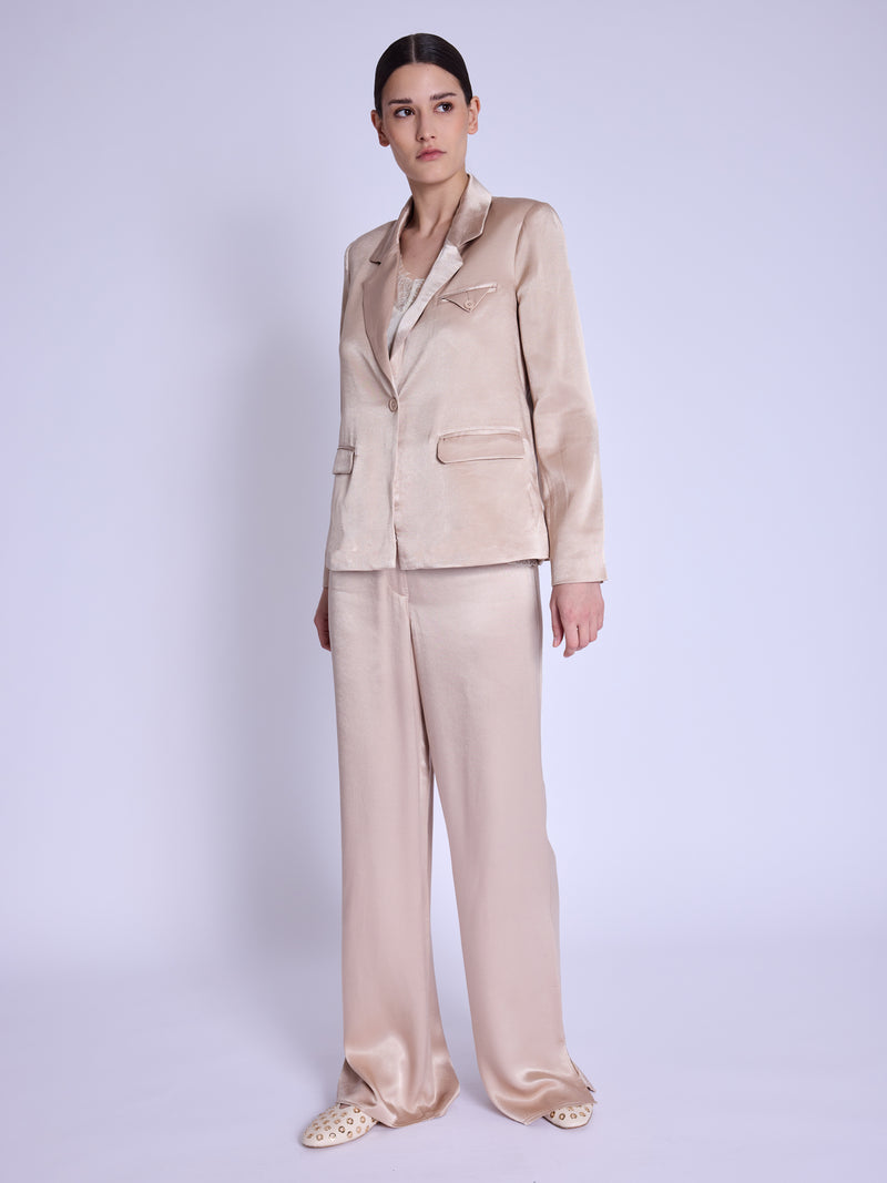 Satinee Suit Jacket - Camel