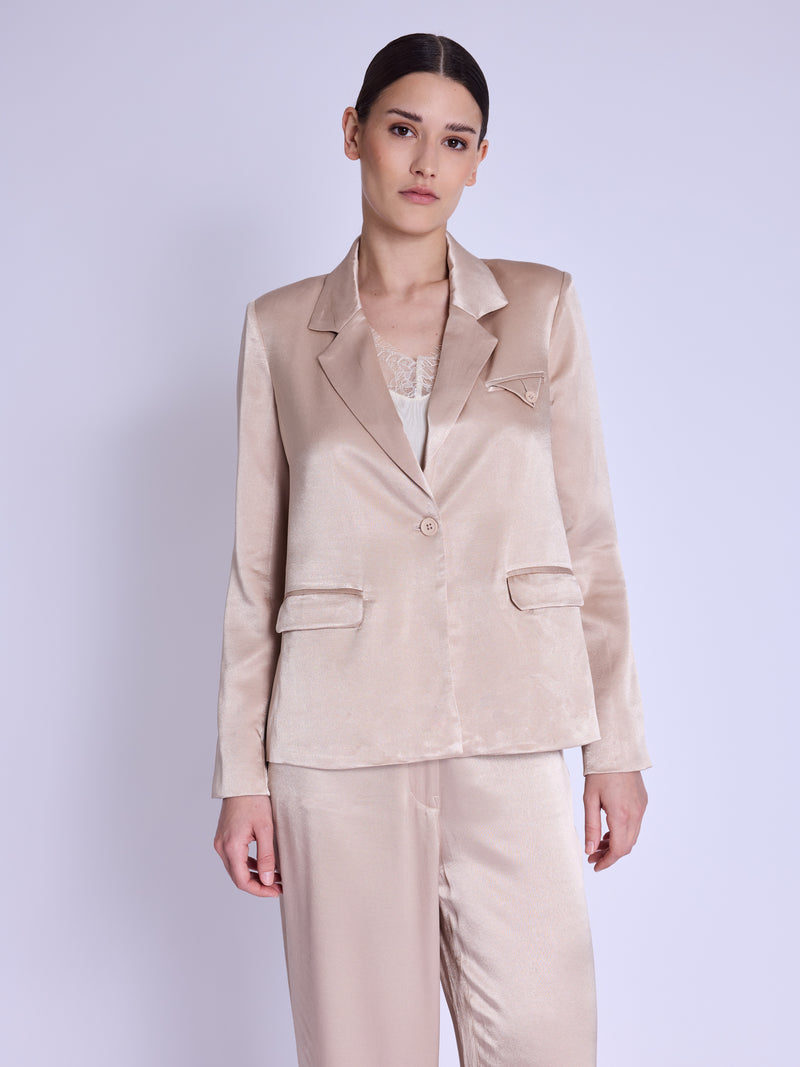 Satinee Suit Jacket - Camel