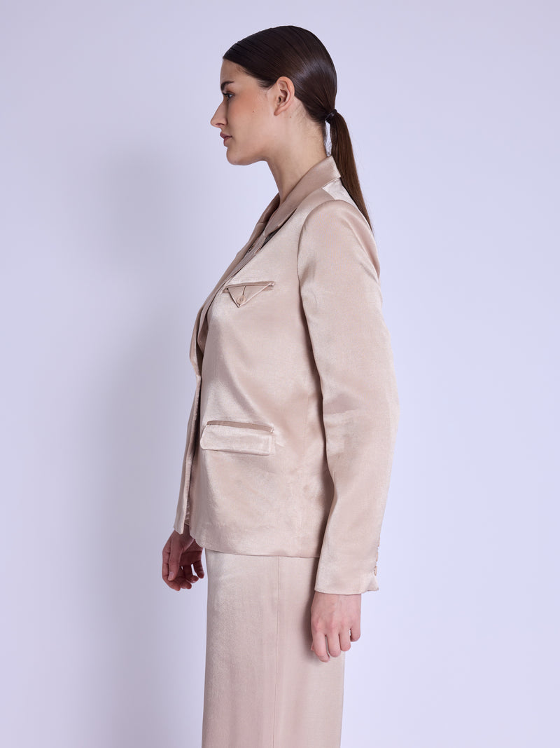 Satinee Suit Jacket - Camel