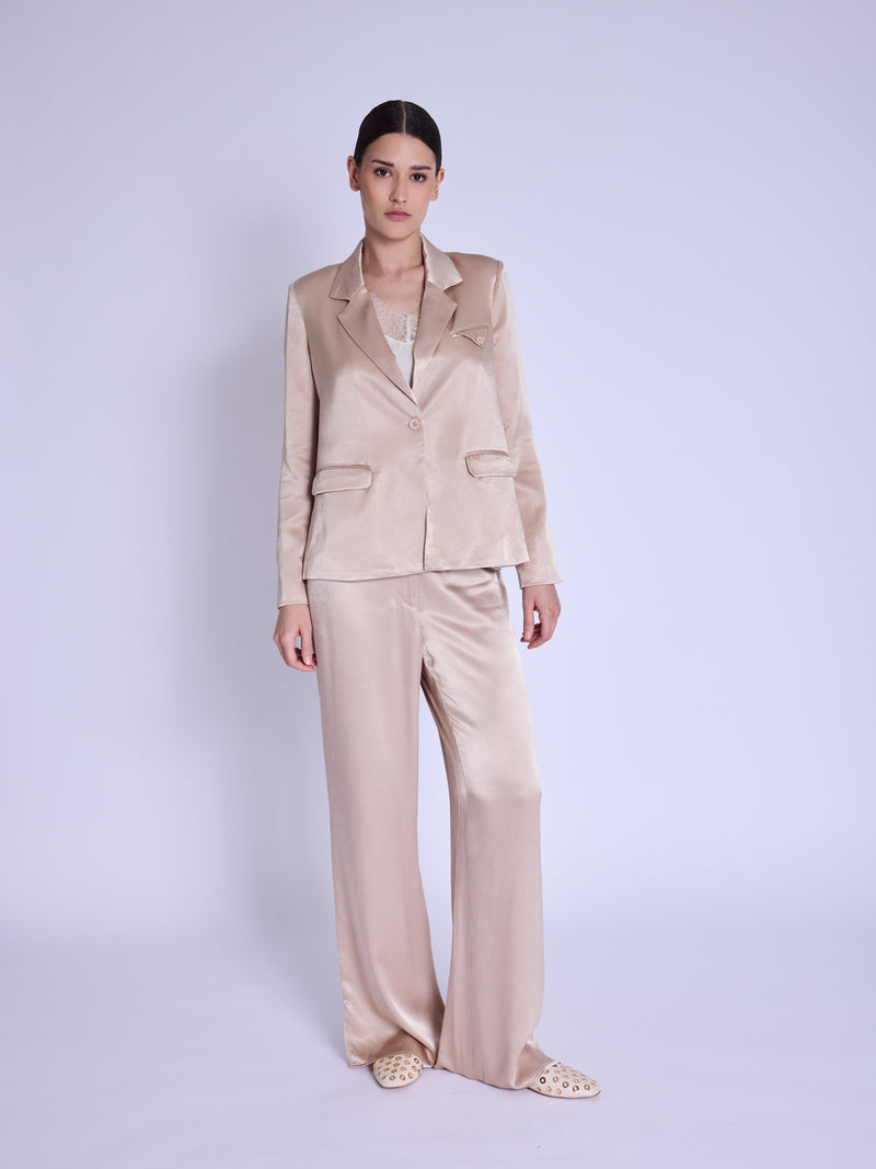 Satinee Suit Jacket - Camel