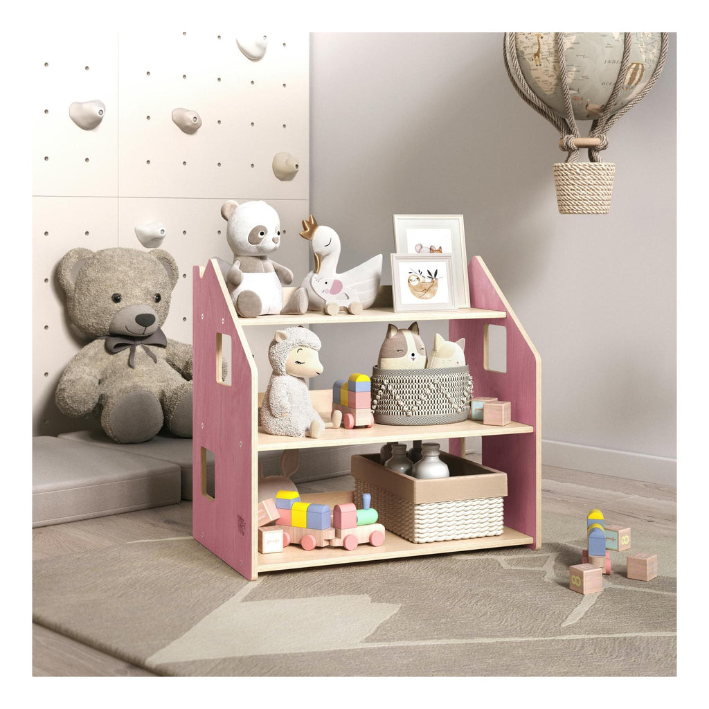 Étagère À Jouets – Bleu Clair & Rose