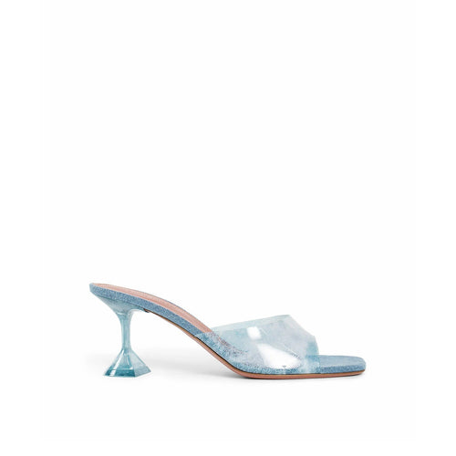Mules - Amina Muaddi Lupita Glass Pvc Denim - Blue