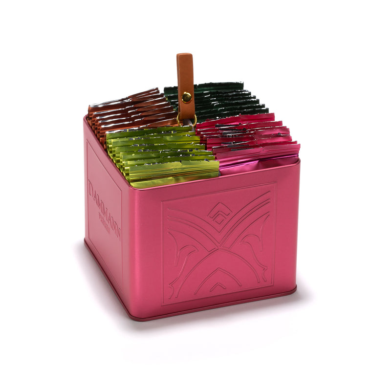 Coffret Passionnement Cube Rose Metal - 32 Sachets
