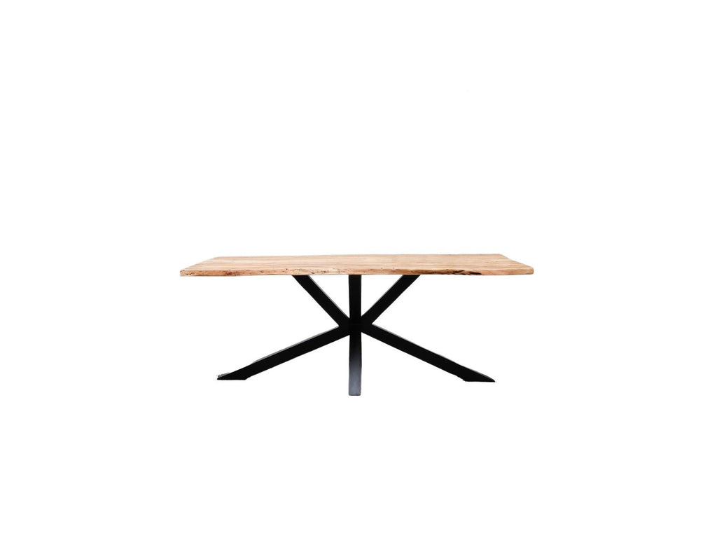 Twist Dining Table - Solid Acacia Wood and Black Metal Legs
