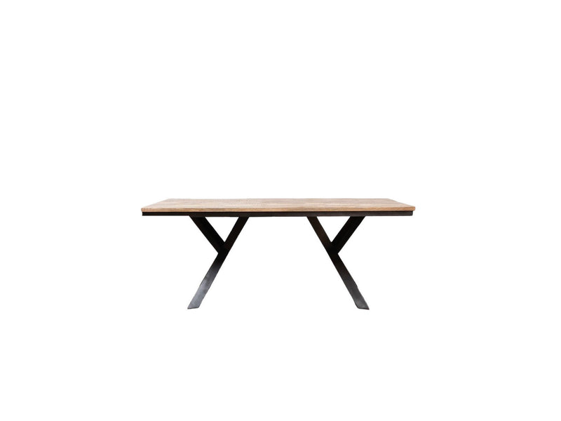 Steel Dining Table - Solid mango wood - Black metal legs