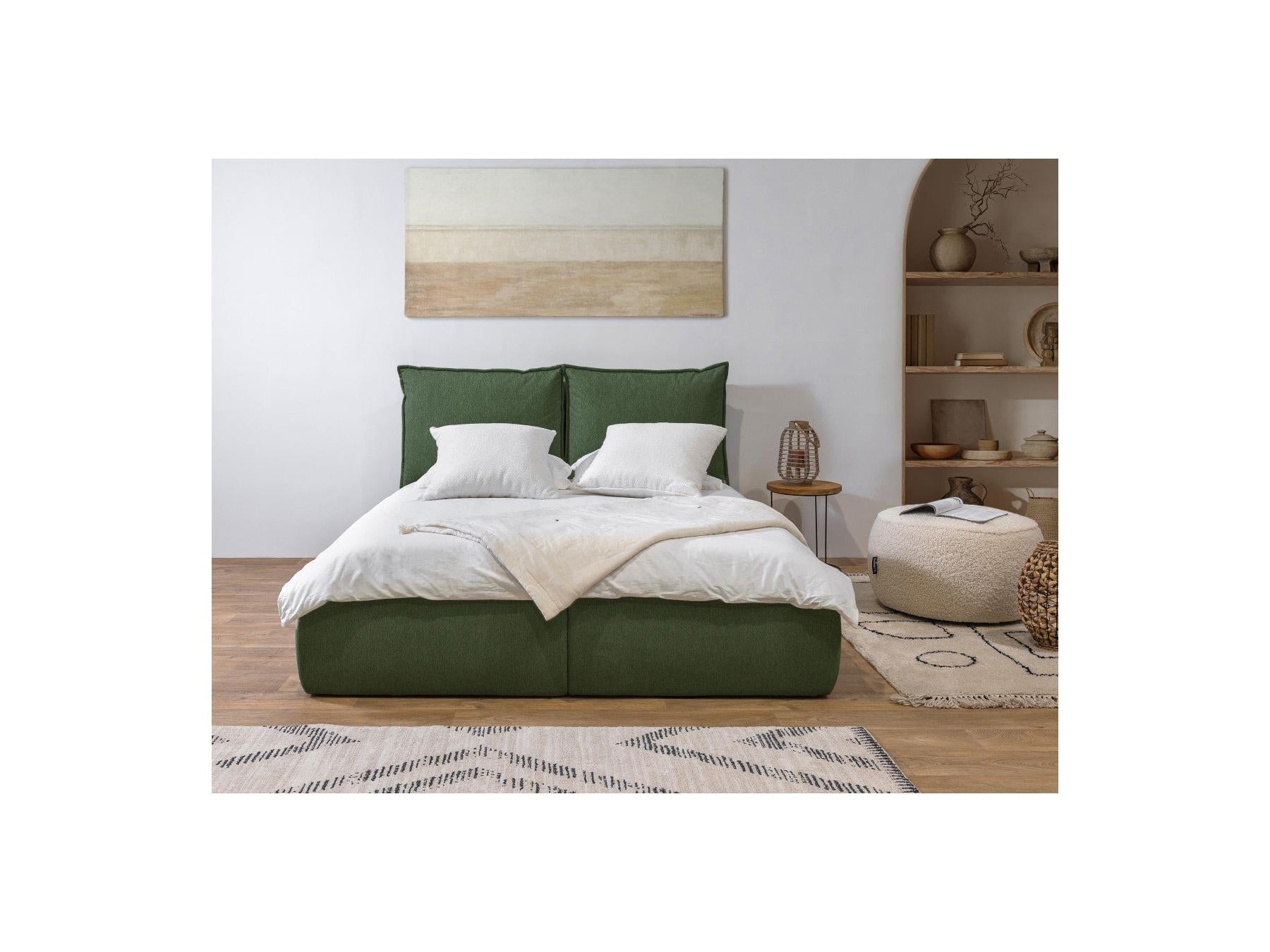Garance - Cama con arcón con cabecero efecto almohada