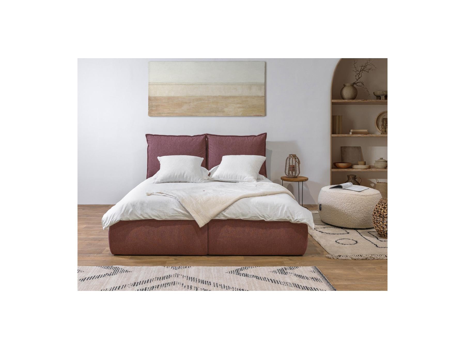 Garance - Cama con arcón con cabecero efecto almohada