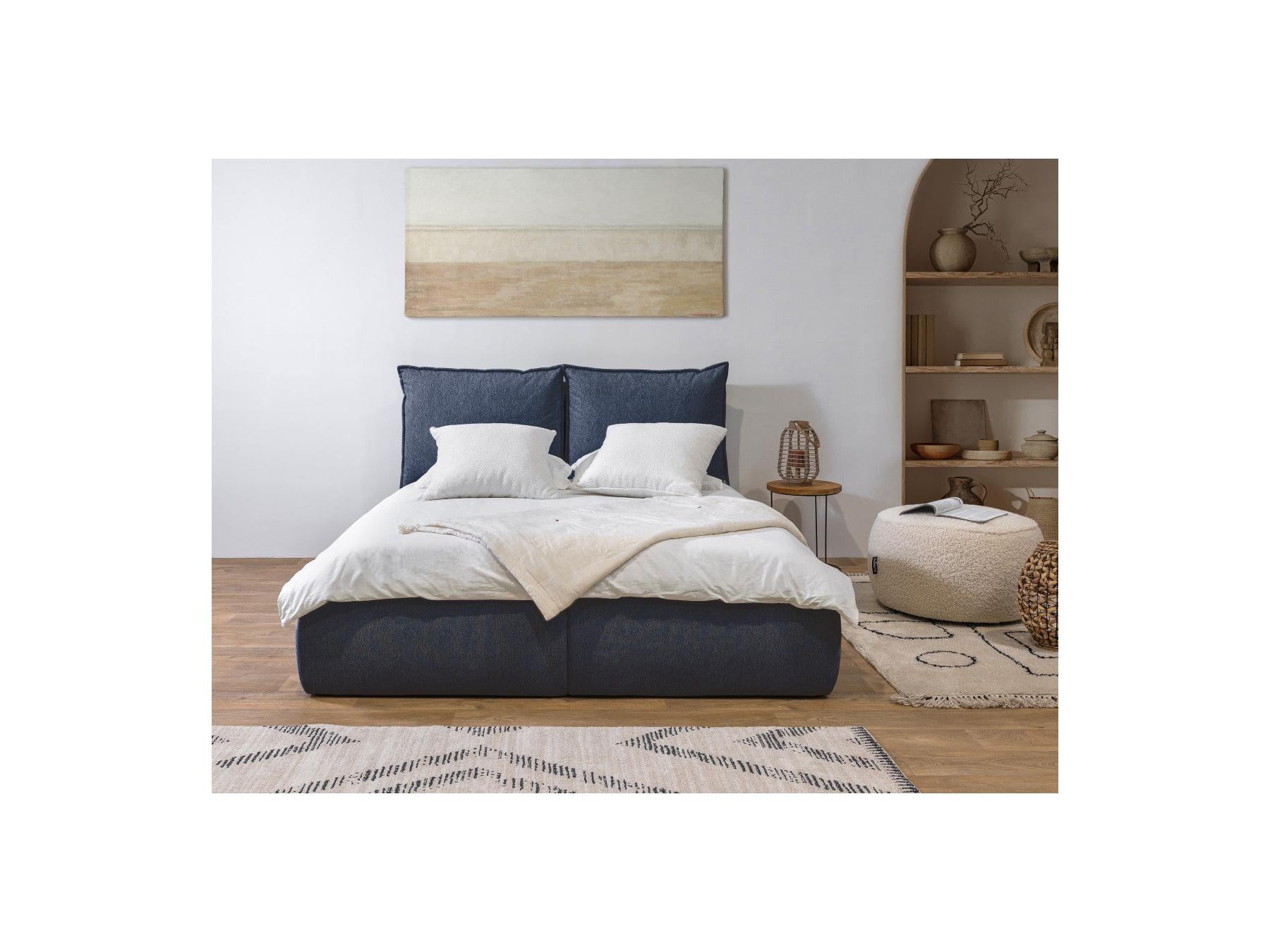 Garance - Cama con arcón con cabecero efecto almohada