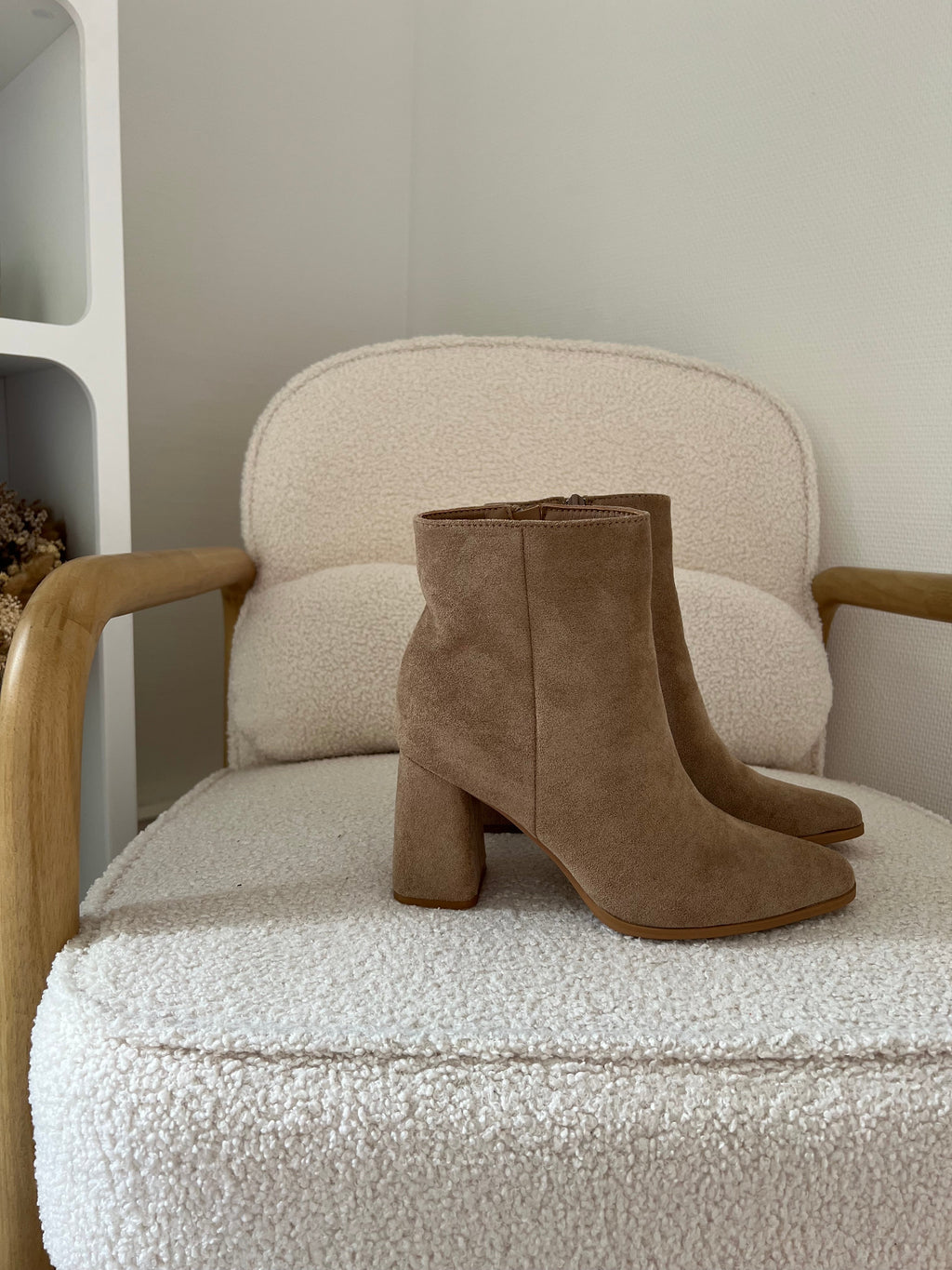 Mia beige faux suede ankle boots