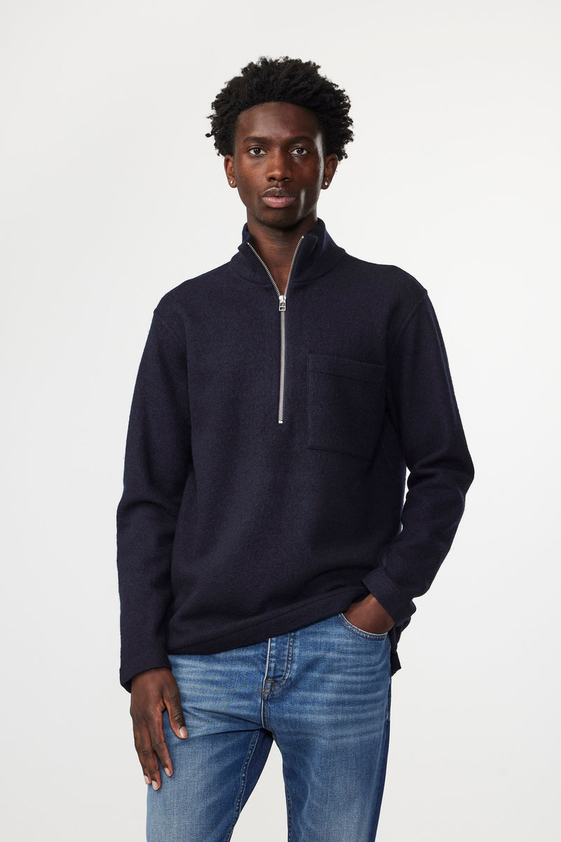 Anders Half Zip Vest - Navy Blue