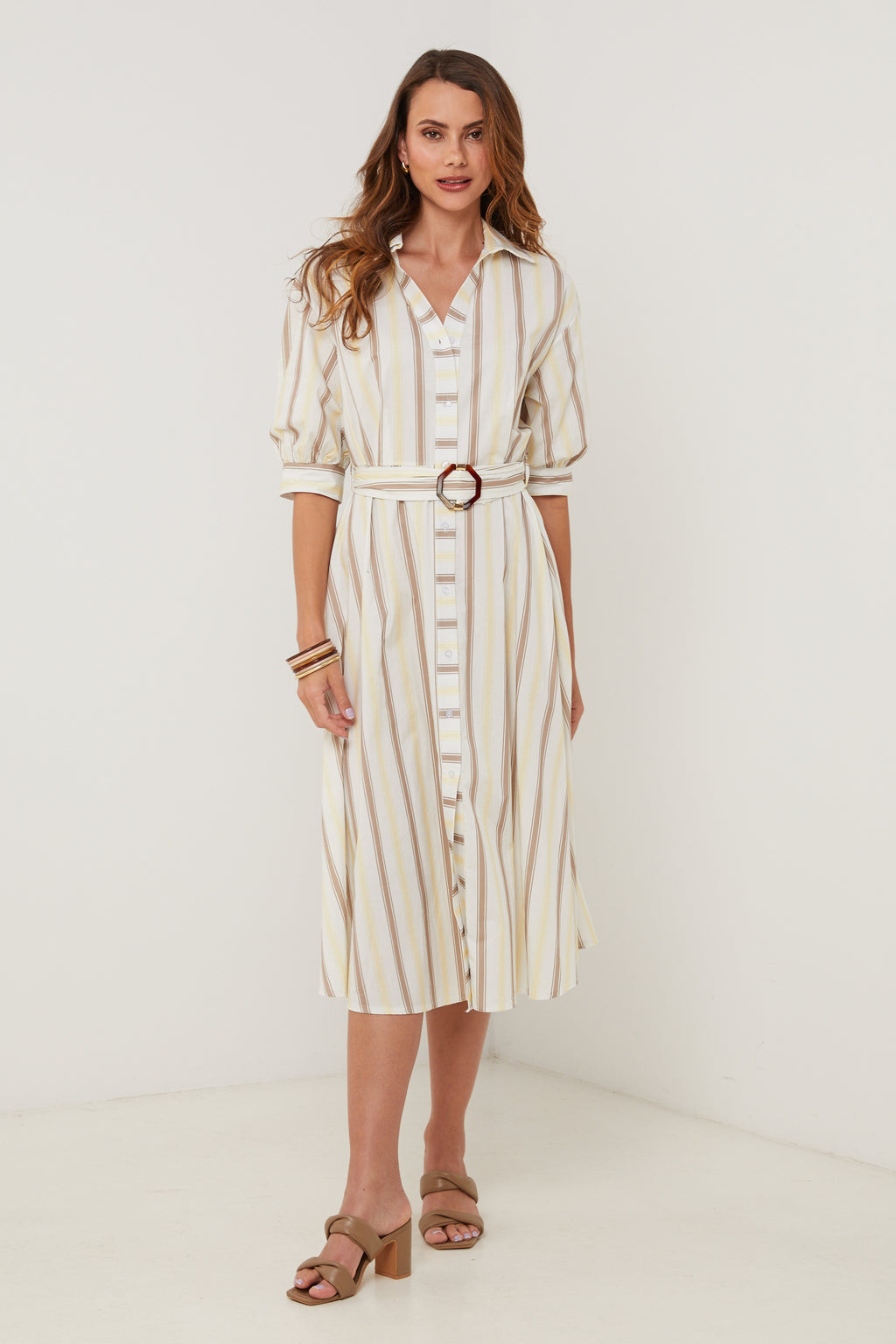 Vestido - Amarillo Blanco - Mujer