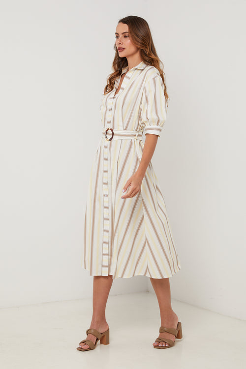 Vestido - Amarillo Blanco - Mujer