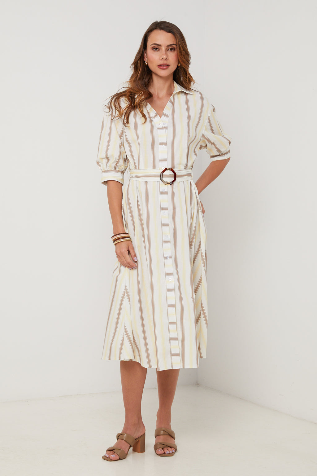 Vestido - Amarillo Blanco - Mujer