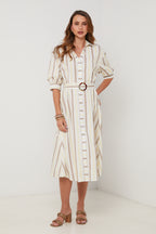 Vestido - Amarillo Blanco - Mujer