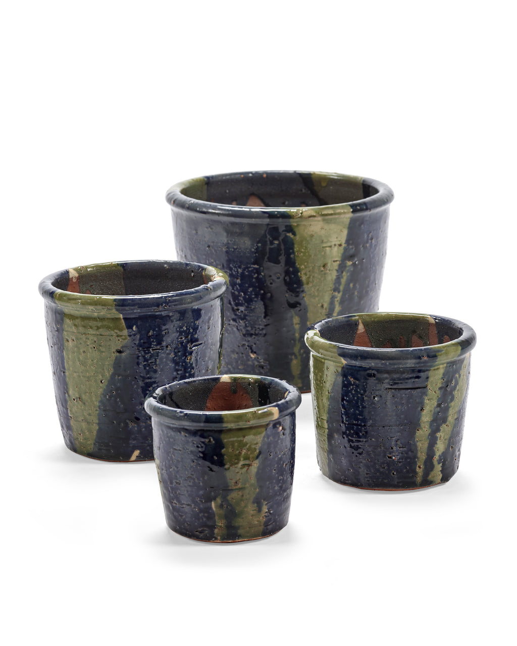 Glazed Shades - Pot De Fleurs - L - Terre Cuite - Bleu Gris