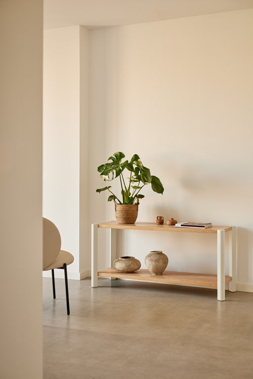 Bona - Étagère 120 Cm 2 Étagères - Chêne & Crème