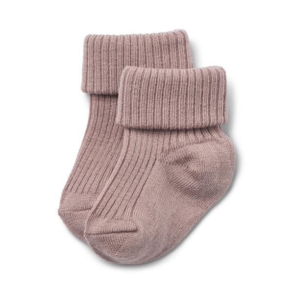 Calcetines de Lana Acanalada Ziggy - Dry Rose - Bebé