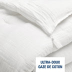 Édredon Avec Glands Gaze De Coton - Uni - Blanc Pur