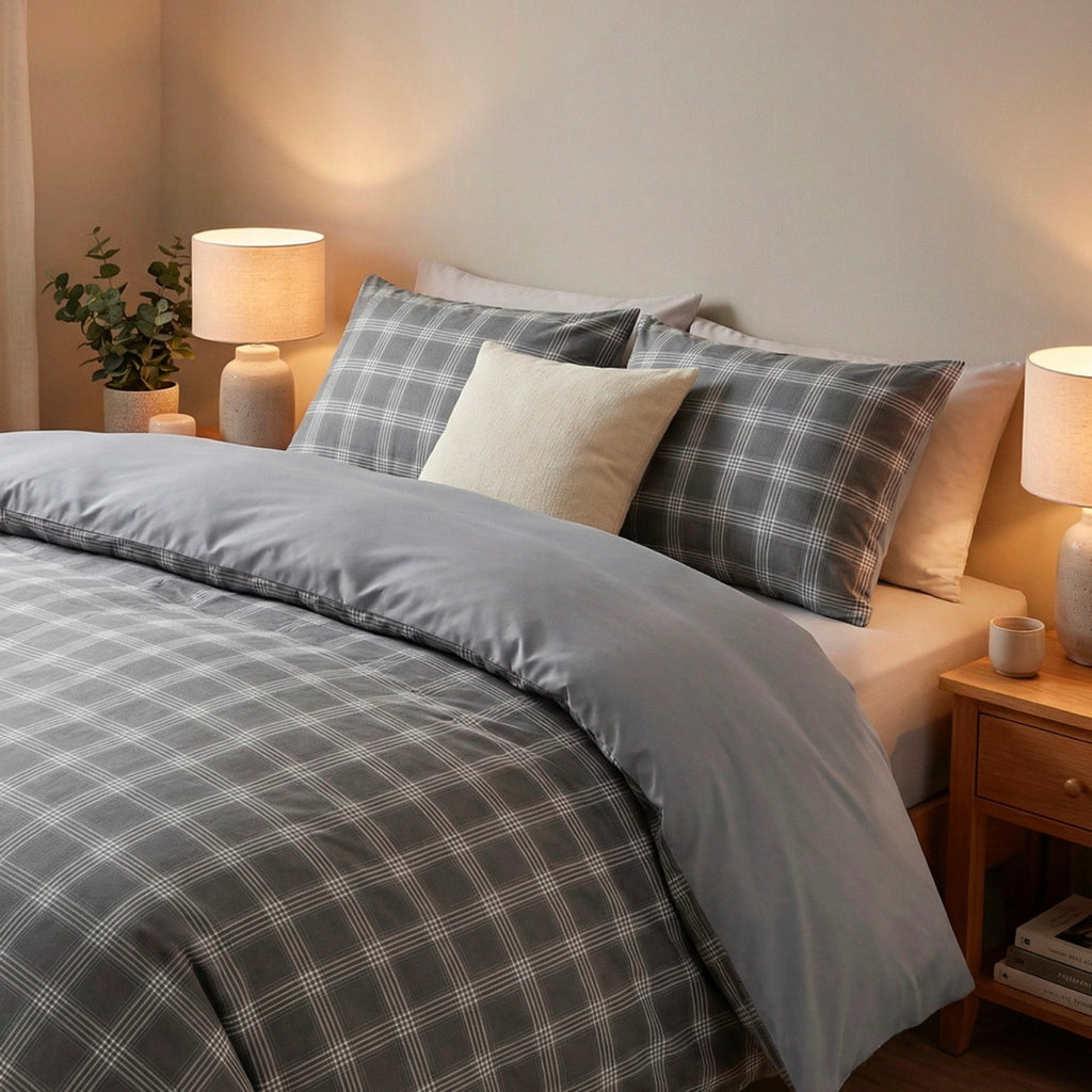 Housse De Couette + Taie D'Oreiller Satin De Coton - Gris Héritage - Gris