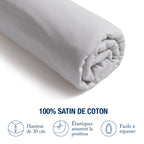 Drap-Housse Satin De Coton - Uni - Gris 05