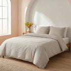 Taie D'Oreiller Satin De Coton - Pied De Poule - Taupe