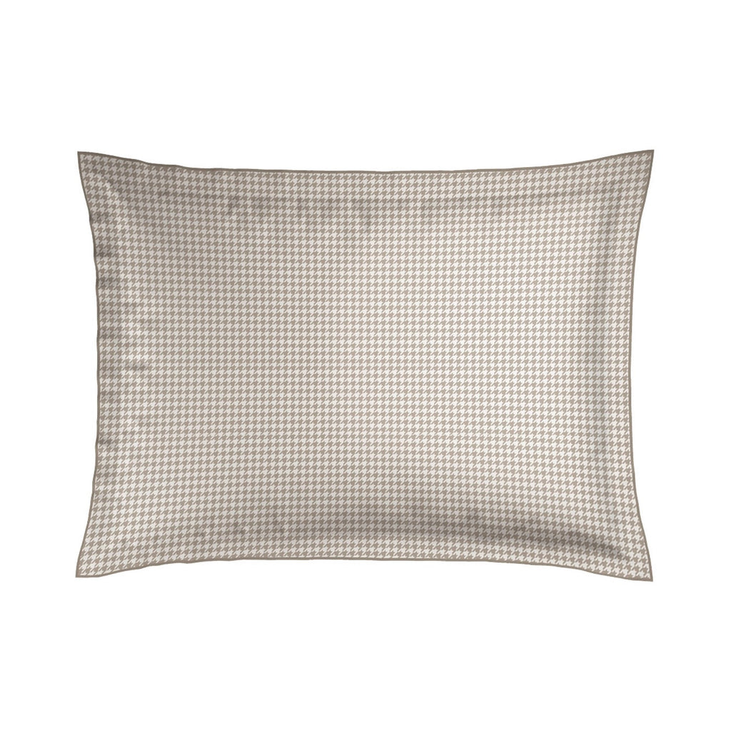 Taie D'Oreiller Satin De Coton - Pied De Poule - Taupe