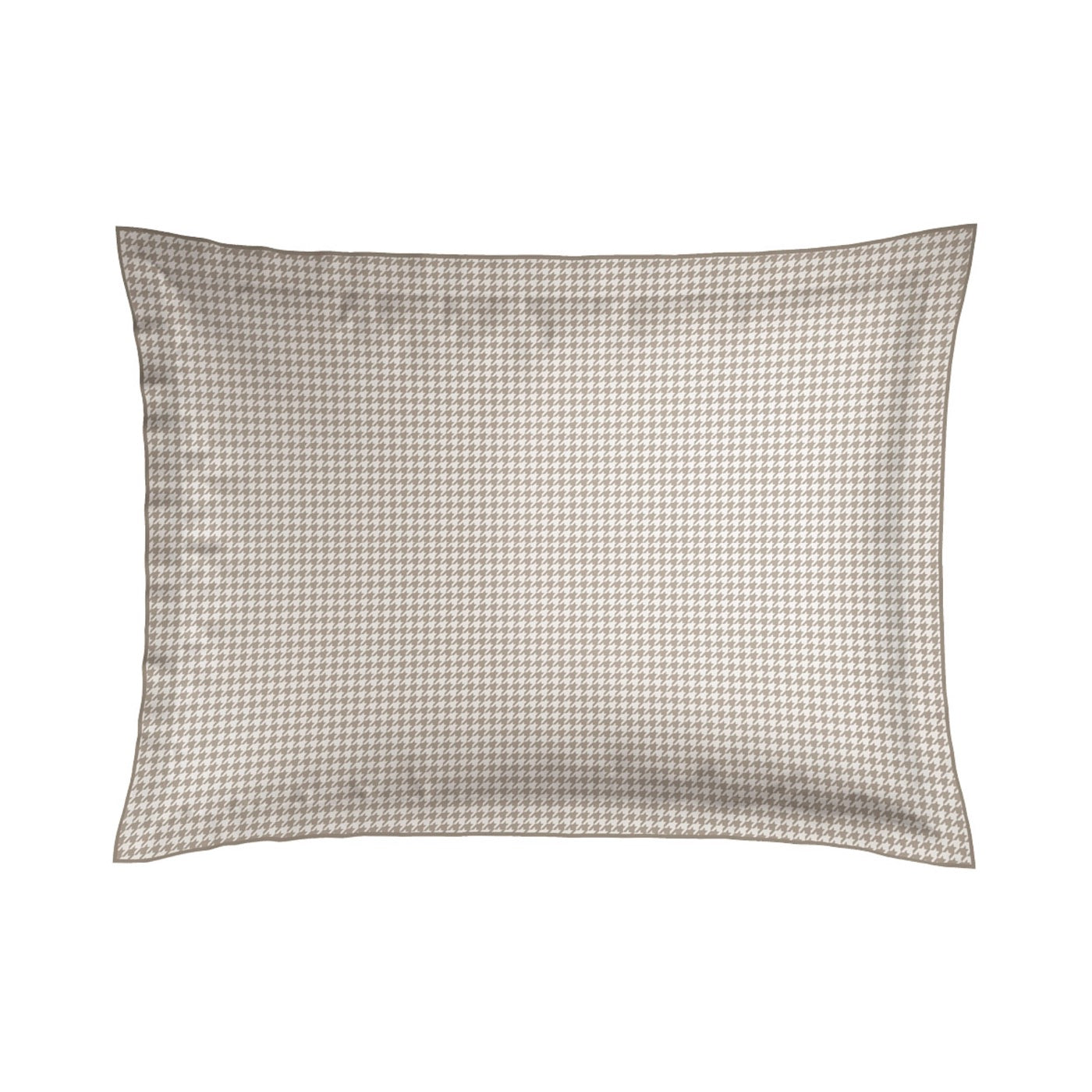 Taie D'Oreiller Satin De Coton - Pied De Poule - Taupe