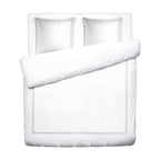 Housse De Couette + Taie D'Oreiller Satin De Coton - Antibes - Taupe / Blanc