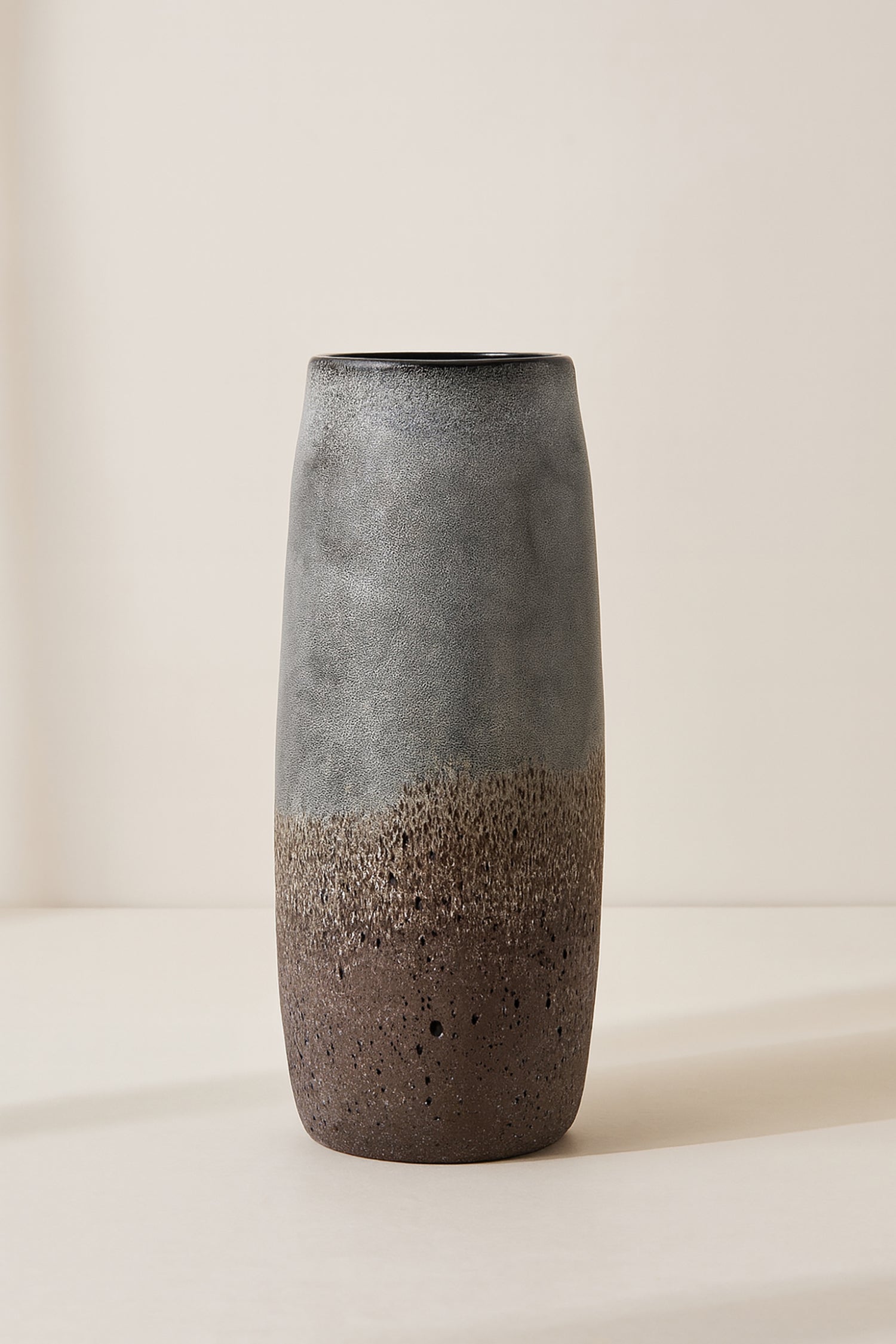 Jarrón Terea - Vidrio Soplado - Gris Y Topo