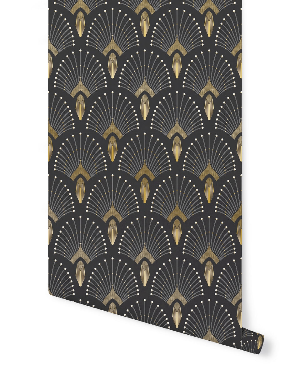 Wallpaper 1925 - Dark Grey Anthracite Gold