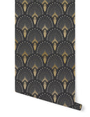 Papier Peint 1925 - Dark gray Anthracite Gold