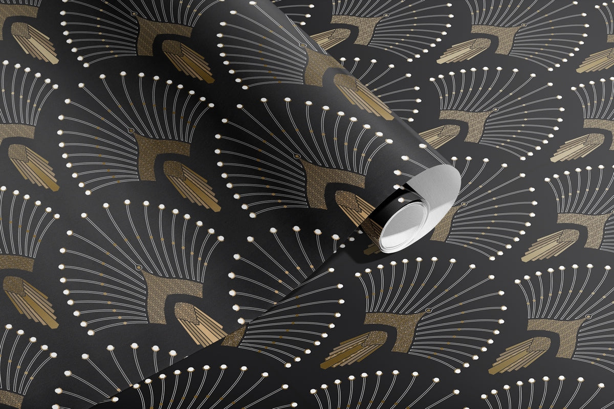 Wallpaper 1925 - Dark Grey Anthracite Gold