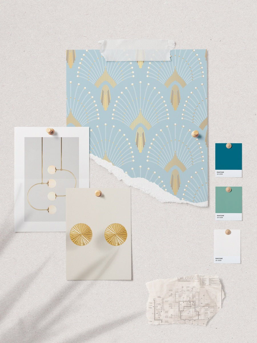 Wallpaper 1925 - Light Blue Gold