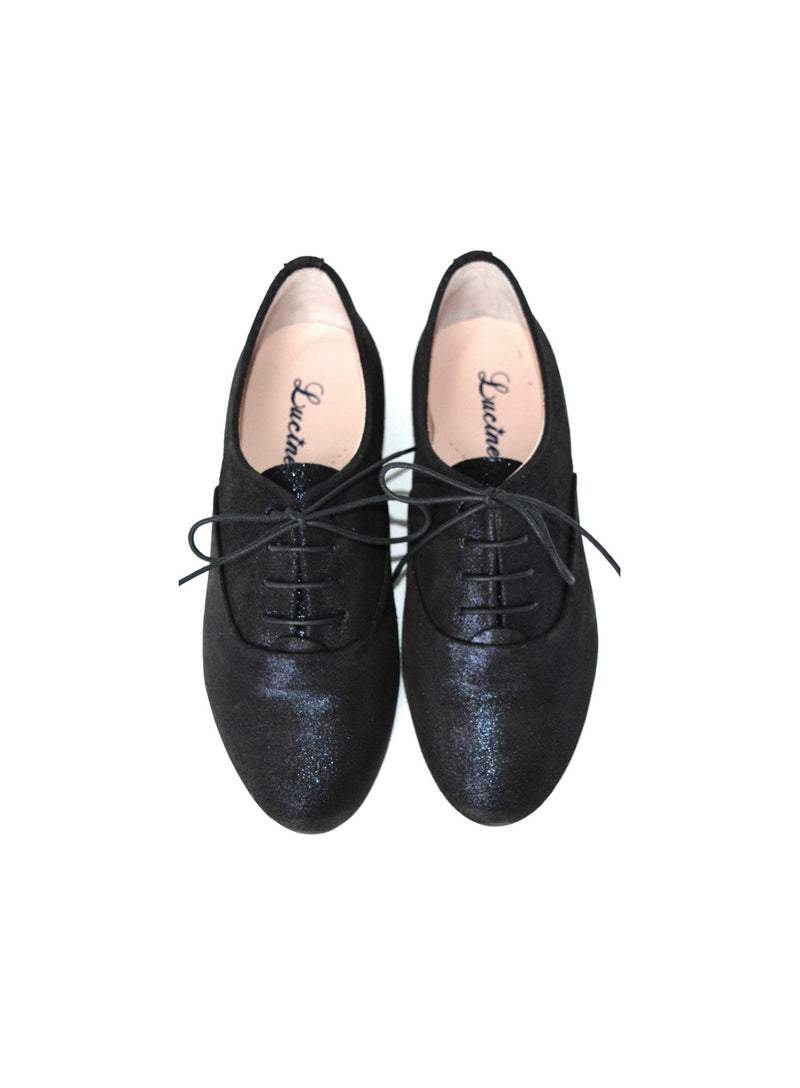 Chaussures Derbies À Lacets Fille Capucine - Cuir Noir Irisé - Fille